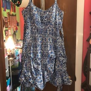 Blue & White Print Dress